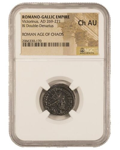 NGC Ch AU BI Double Denarius of Victorinus ROMANO-GALLIC EMPIRE NGC Antoninianus