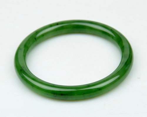 54 mm natürliches grünes Nephrit Jade Prinzessin Form Armreif Armband mit Zertifikat - Bild 1 von 7