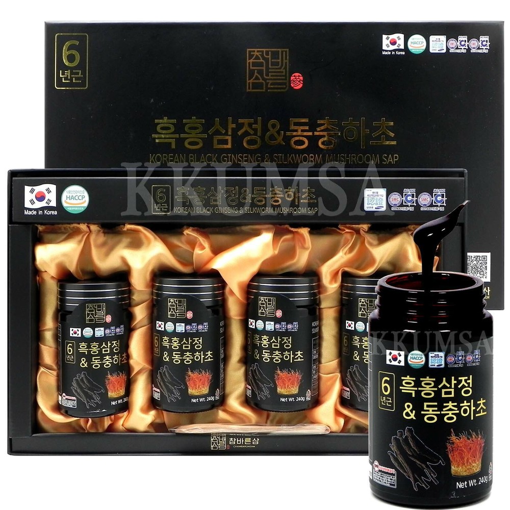 Korean Black Ginseng & Silkworm Mushroom Sap 960g (240g x 4 bottle)