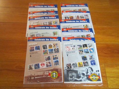 CELEBRATE THE CENTURY 1900-1990 Complete 10 Sheet Set US Stamps (USPS Sealed) - Picture 2 of 2