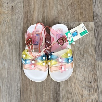 Basic Editions Vintage 90s Girls Size 6 Jelly Sandals With Flower Details
