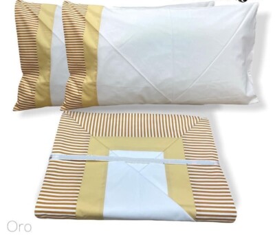 Bettwäsche komplett reine Baumwolle extra Balza geriffelt Made in Italy Single Hochzeit