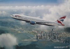 BRITISH AIRWAYS BOEING 777 AIRLINER ART PRINT CHICAGO ANTHONY COWLAND