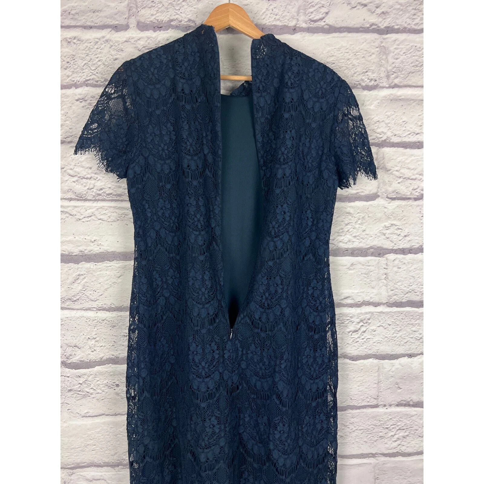 VETEMENTS Abito donna BETSEY JOHNSON 10 blu navy pizzo cravatta fiocco tubino foderato preppy