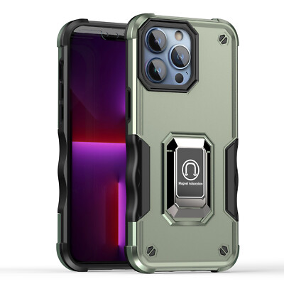 For Apple iPhone 15 Pro Max Hybrid Magnetic Ring Holder Stand Rugged Case Cover