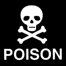 Poison Skull & Crossbones Vinyl Decal - White 6 Inch