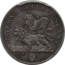 ITALY / ITALIAN STATES  TUSCANY  1859  1 FIORINO SILVER COIN PCGS CERTIFIED MS64