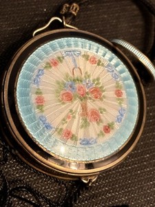 ART DECO STERLING ENAMEL GUILLOCHE COMPACT MINT CONDITION F&B