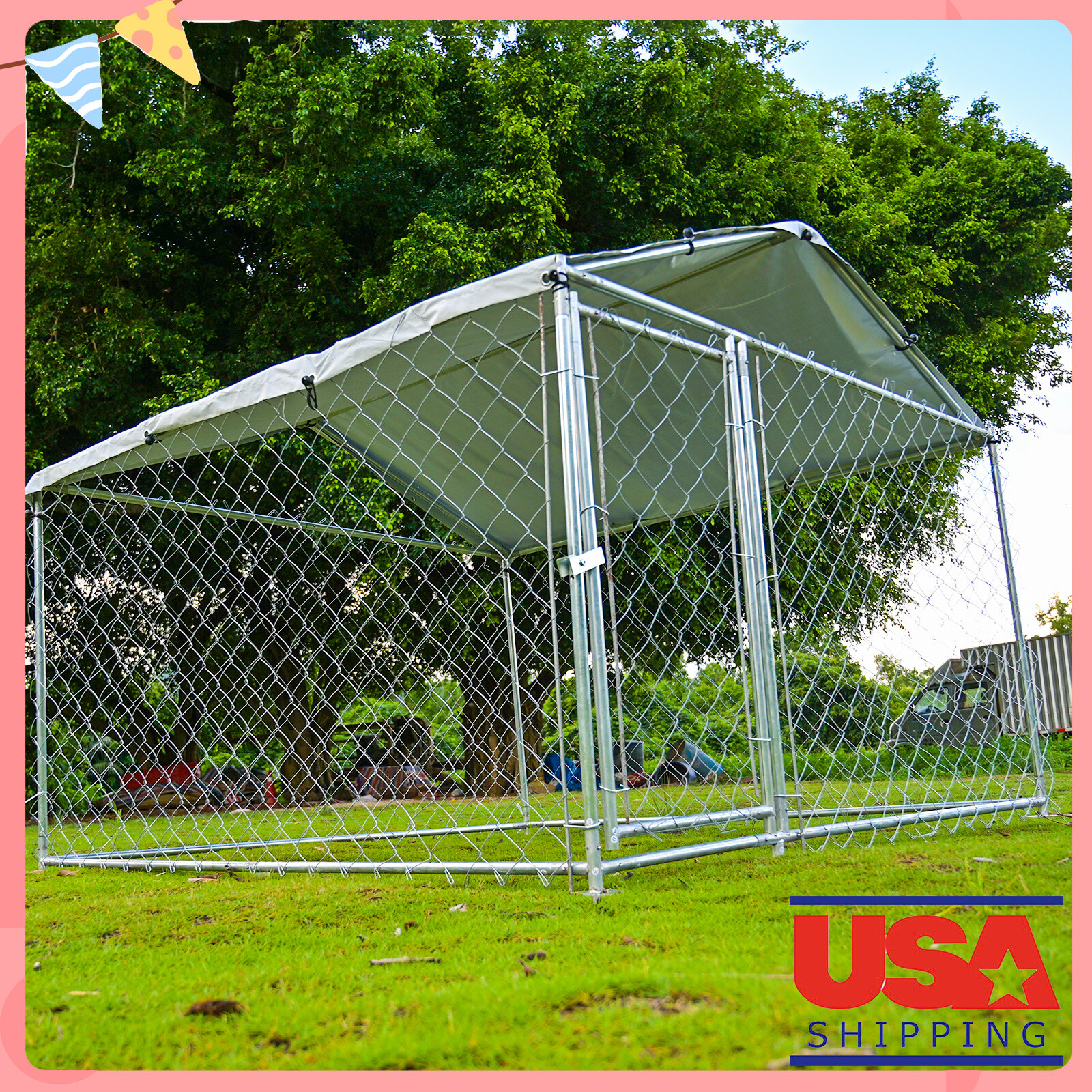 10x10FT / 6.56x6.56FT Outdoor Pet Dog Run House Kennel House Playpen w