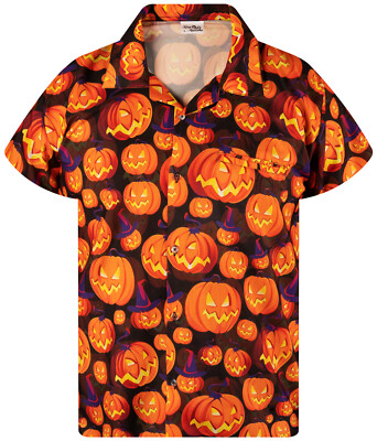Funky Hawaiihemd Kurzarm Front-Tasche Hawaiian Shirt Halloween versch. Farben
