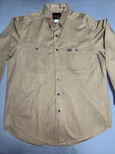 Riggs Workwear By Wrangler Button Down Shirt Men  s Size Brown Long Sleeve 2271