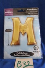 B32G ANAGRAM 32" GOLD FOIL LETTER "M" PARTY BALLOON