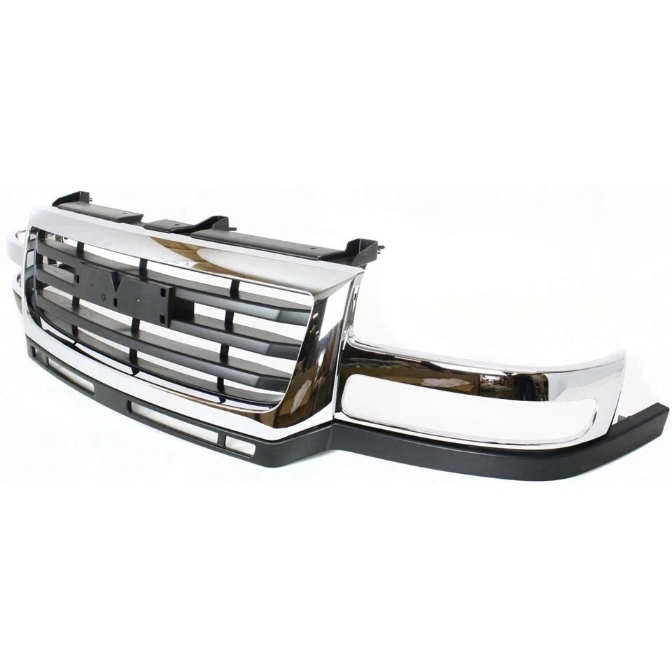 New Front Grille 2003-2007 GMC Sierra 2500 3500 HD Black Insert Plastic - Image 2 of 4