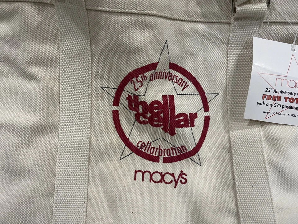 Macy 25 周年纪念“The Cellar”帆布托特包随身包酒窖庆典全新带标签 — 第 4/4 张图片