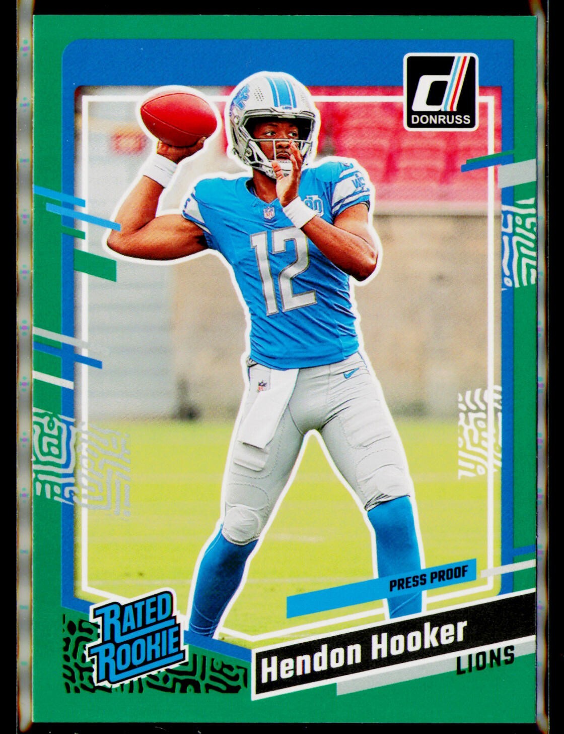 2023 Donruss Hendon Hooker Green Press Proof Rated Rookie Lions #329!
