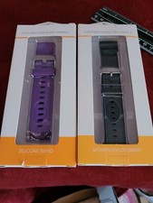 2 WITHIT WOVEN NYLON BAND DENIM HTF, SILICONE PURPLE FITS FITBIT CHARGE 3 4