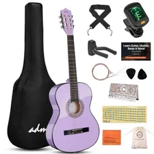  Beginner Acoustic Classical Guitar Nylon Strings Wooden Guitar Purple 38 Inch
