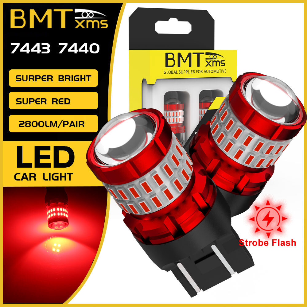 2X 7443 7440 Red LED Brake Stop Tail Strobe Flash Lights For RAM 1500 2020- 2023