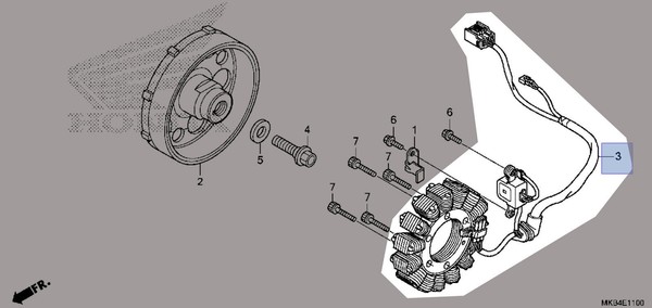 Honda 2009-2016 CB Stator 31120-MFL-D31 Neu OEM-image