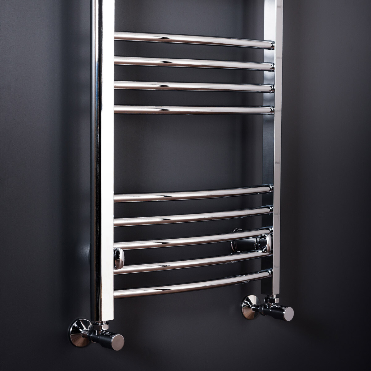 Bathroom Curved Heated Towel Rail Radiator Rad Warmer 1200 x 495 Chrome Ladder