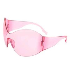 Oversized Rimless Women's Sunglasses - Wraparound Shield Fashion Eyewear