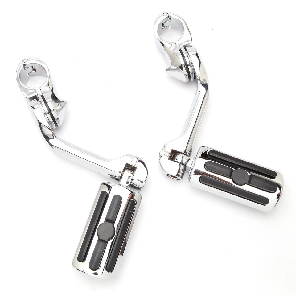 Pinos de pé de estrada longos cromados 1-1/4" barra de choque para Harley Street Glide Road King - Imagem 3 de 4