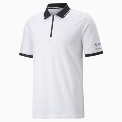 Puma BMW Motorsport Zip Pique Polo Golf Shirt White New W/Tags Men s XL