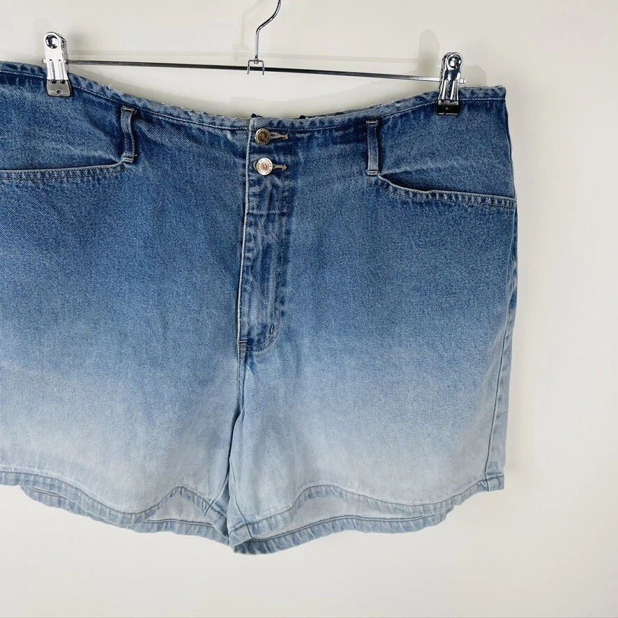 Shorts jeans vintage Venezia feminino tamanho 20 cintura alta azul desgastado - Imagem 3 de 4