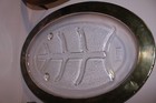 Vintage Glassbake silver  & glass serving tray with wood stand Made in U.S. A. — photo 6