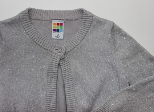 Girls HEALTHTEX Gray Silver Metallic Cardigan Sweater Size 4T - Picture 2 of 2