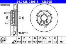 ATE 24.0128-0305.1 Bremsscheibe für ,VOLVO