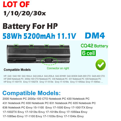  LOT 1-30x MU06 MU09 Battery For HP Pavilion CQ32 CQ42 CQ62 G4 G6 G7 593553-001