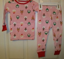 Carter's Reindeer  Santa Pink 2 Piece Long Pajama PJ Girls Size 18 Months NWT