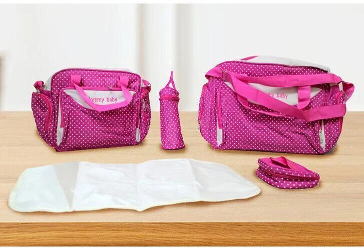 Large 5pcs Mummy Handbag Diaper Bags Set Shoulder Baby Nappy Changing Bag Travel