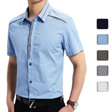 Mens Dress Shirts Summer Short Sleeves Luxury Camisas Casual Slim Fit Shirts Top
