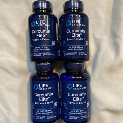 4 pack Life Extension Curcumin Elite Turmeric Extract 60Caps Exp 08/25 +