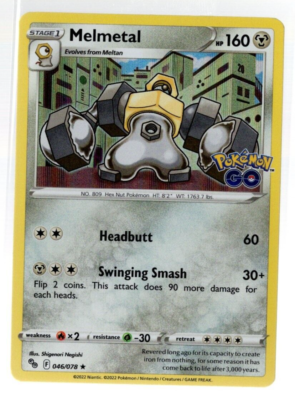 Melmetal 046/078 Holographic Rare Pokemon GO Set Pokemon TCG Near Mint Melmetal 046/078 Holographic Rare Pokemon GO Set Pokemon TCG Near Mint