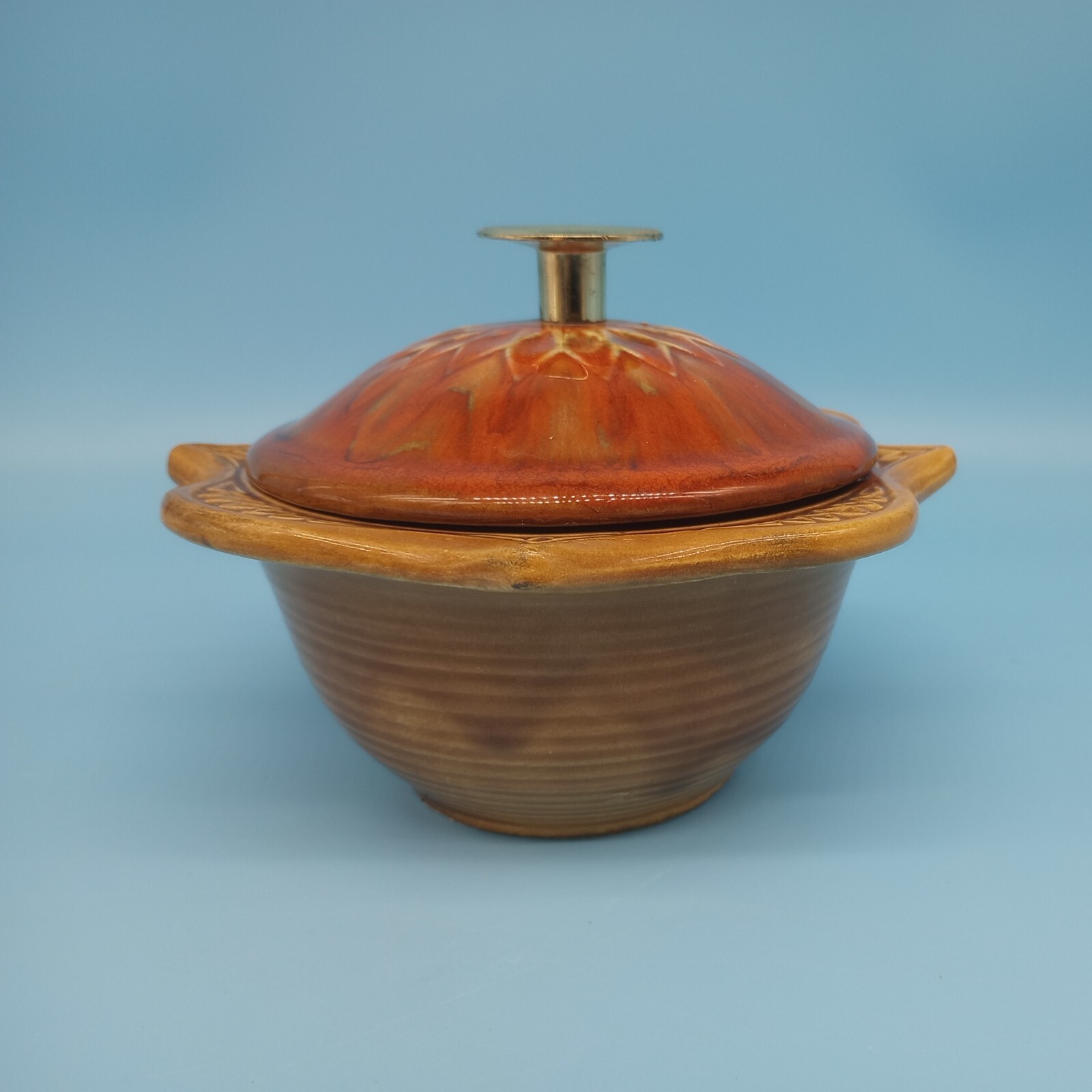 Vintage California Originals Pottery Chip & Dip Set Orange 755-759 USA 5 Pieces 