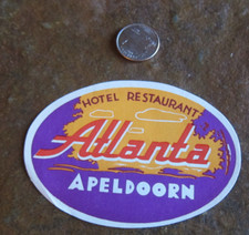 Étiquette bagage Apeldoorn Hotel Cafe Restaurant Atlanta Hollande Pays-Bas