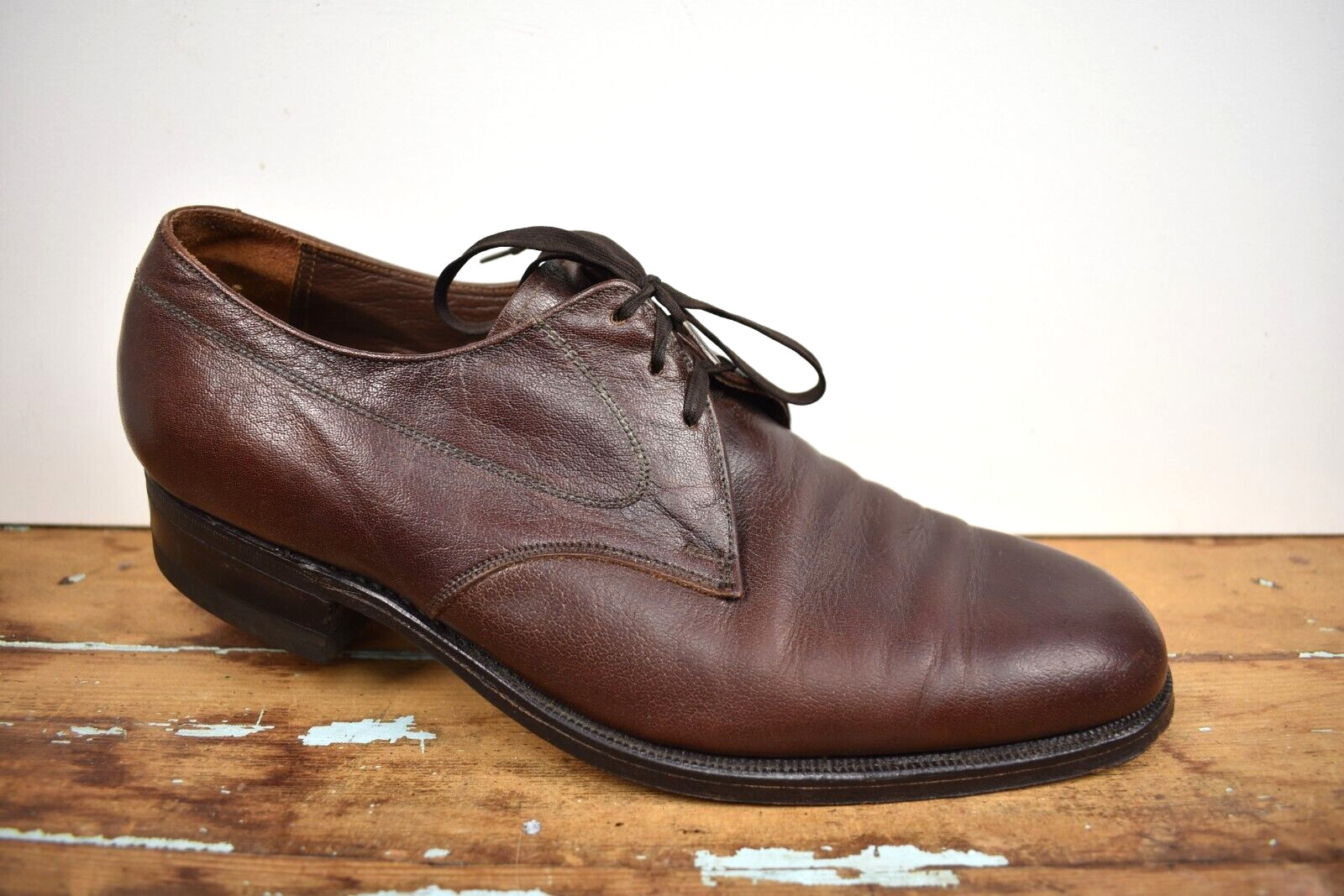 Florsheim Solid Brown Leather Plain Toe Lace Up B… - image 1
