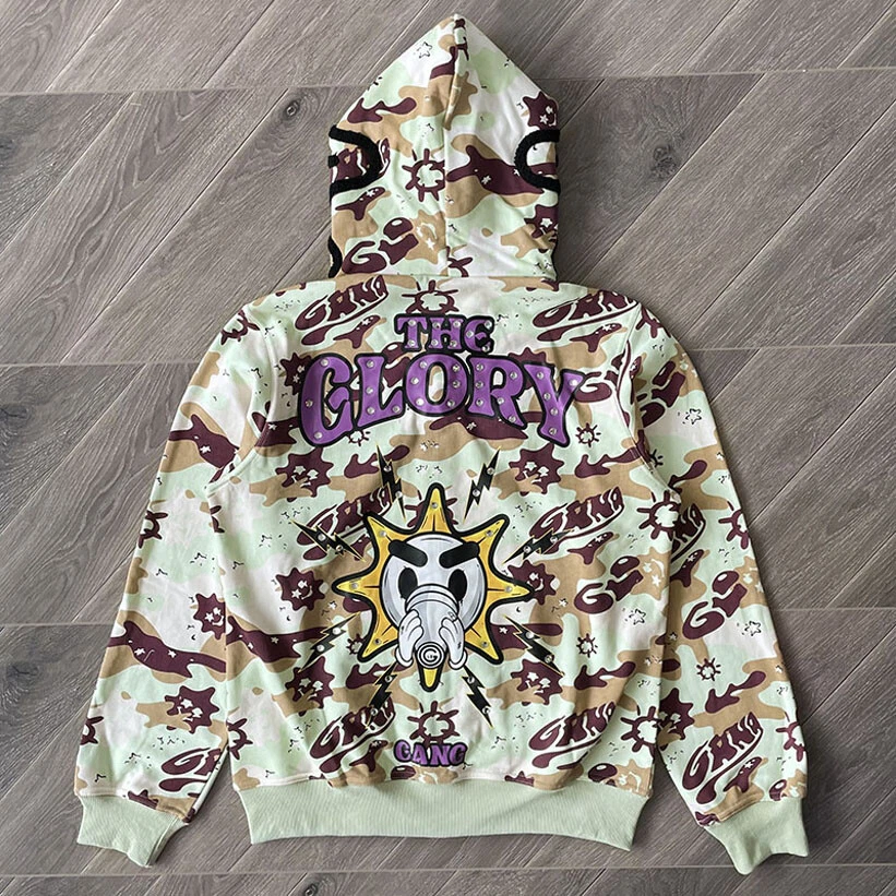 Glo Gang Style The Glory Full Zip Hoodie - Camouflage