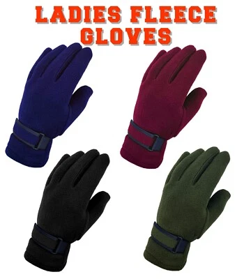 Ladies Womens Thermal Thinsulate Gloves Fleece Lined Adults Winter Warm