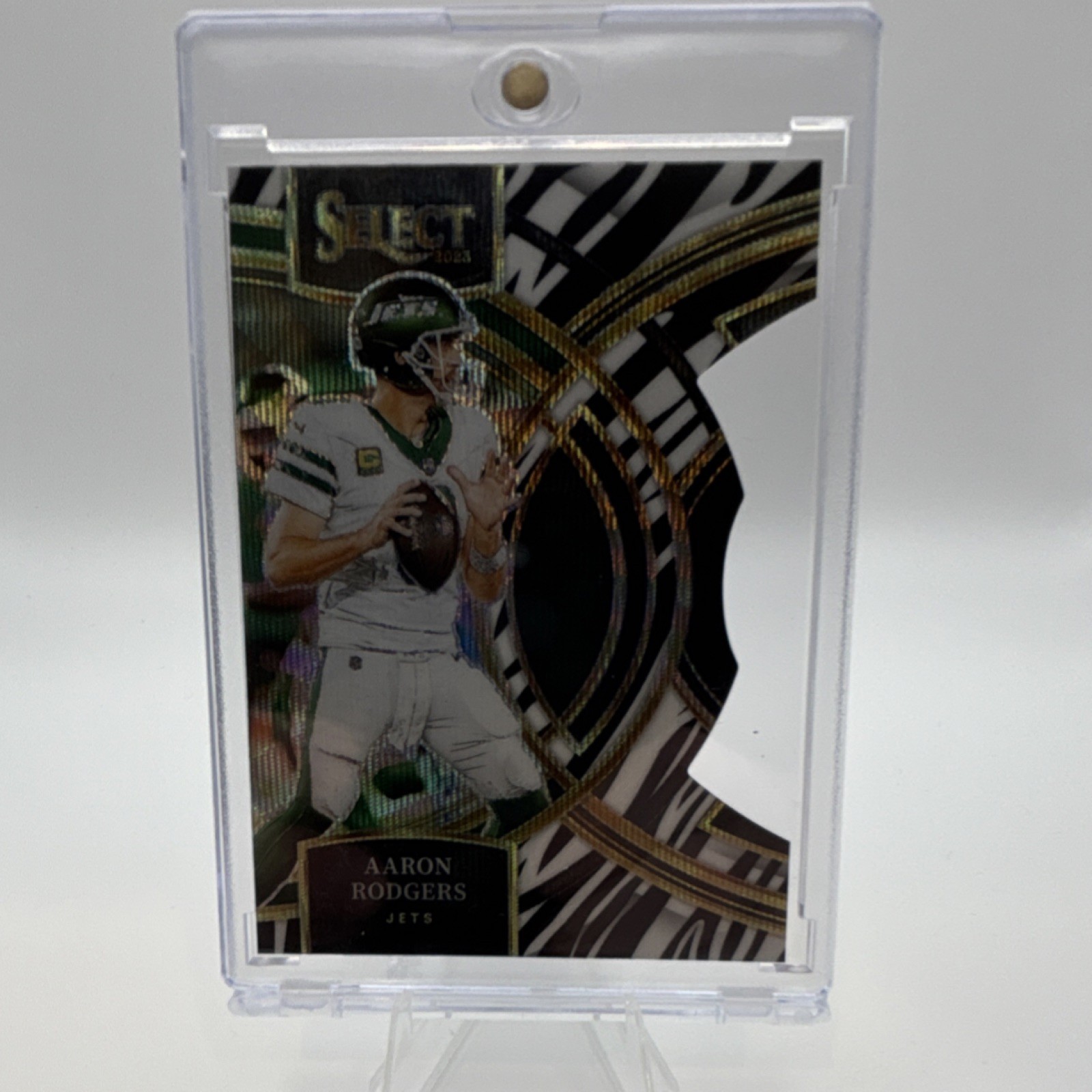 Panini Select 2023 Zebra Prizm Premier #121 Aaron Rodgers Jets NFL Football Card