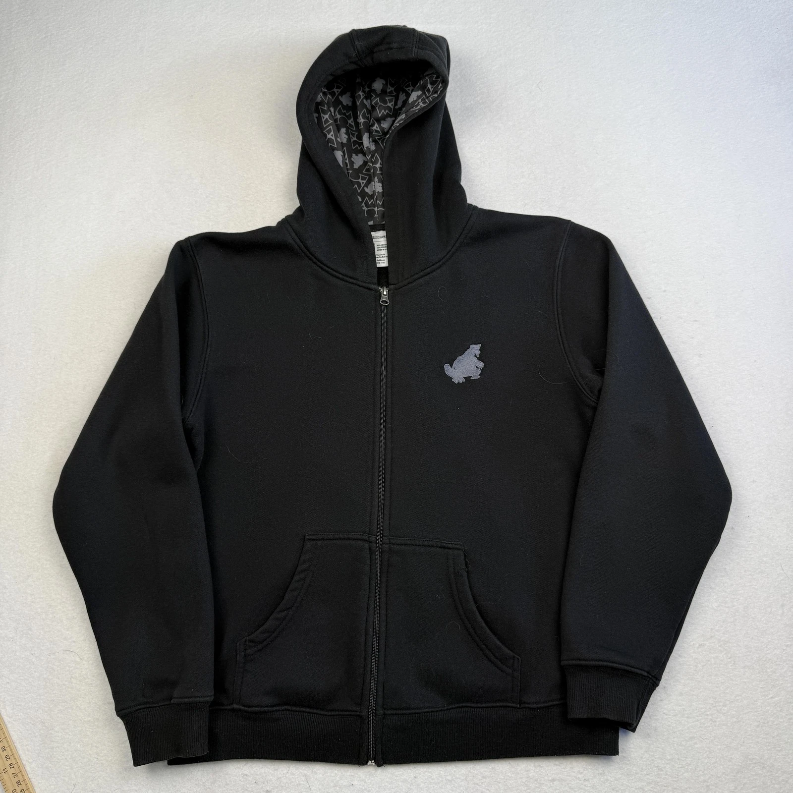 Pokemon Center Hoodie Mens Small Black Full Zip Team Magma Graphic Back Logo
