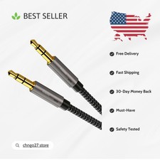 3.3ft Nylon Braided 3.5mm Aux Cord with Gold-Plated Connectors - Hi-Fi Sound