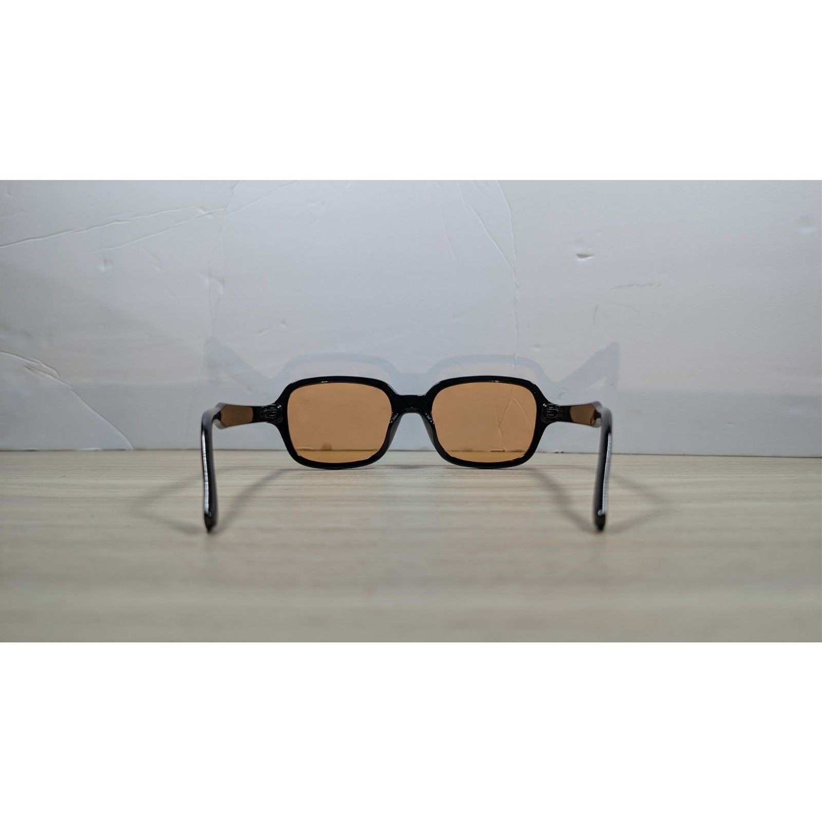 Black Rectangular Sunglasses Amber Brown Lens Ret… - image 2