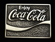 PC05159 VINTAGE 1978 ENJOY COCA-COLA SODA FOUNTAIN SOLID BRASS BELT BUCKLE