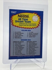 1987 Topps Nestle Dream Team Checklist Baseball Card #NNO Mint FREE SHIPPING