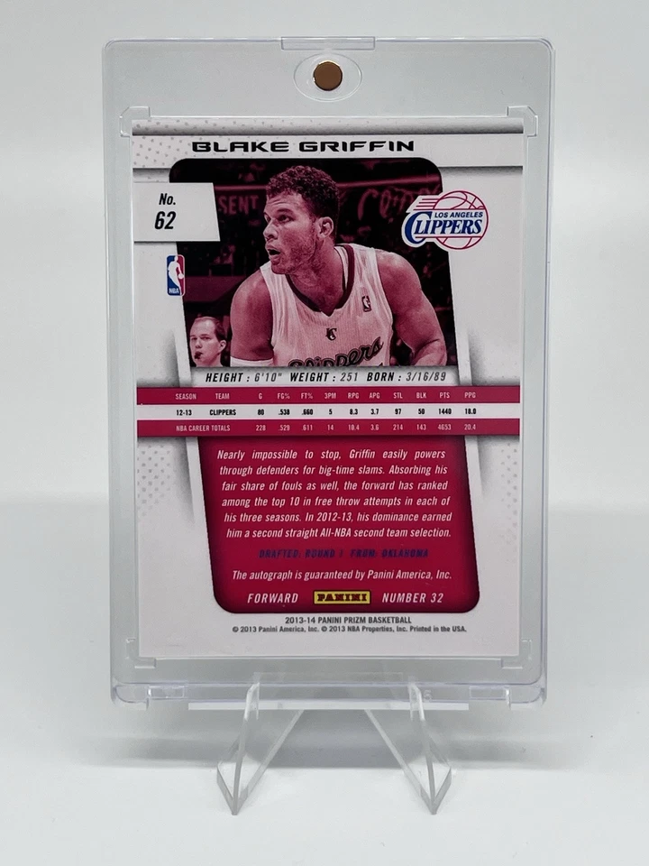 2013  Panini Prizm NBA  BLAKE GRIFFIN #62  Autograph - Image 2 of 2