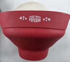 Microwave Silicone Popcorn Popper Collapsible Bowl Hot Air Dishwasher Safe EUC
